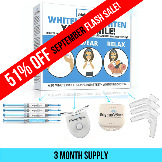 BrighterWhite Teeth Whitening Kit - 3 month supply with LED accelerator light, whitening gel and custom mouth trays