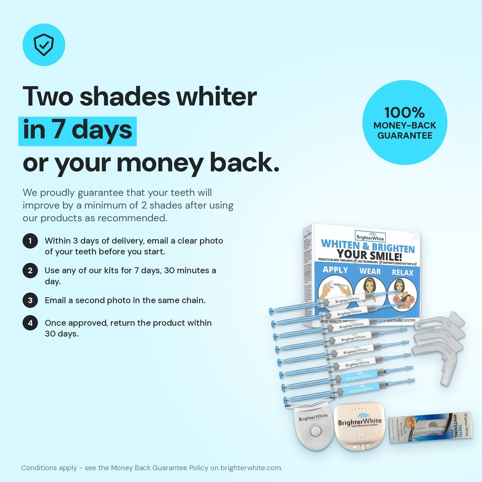 Two shades whiter in 7 days or your money back