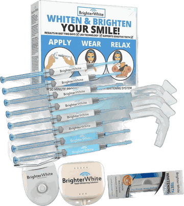 BrighterWhite Value Pack: whitening gel syringes, custom-fit trays, LED light, tray case and whitening pen